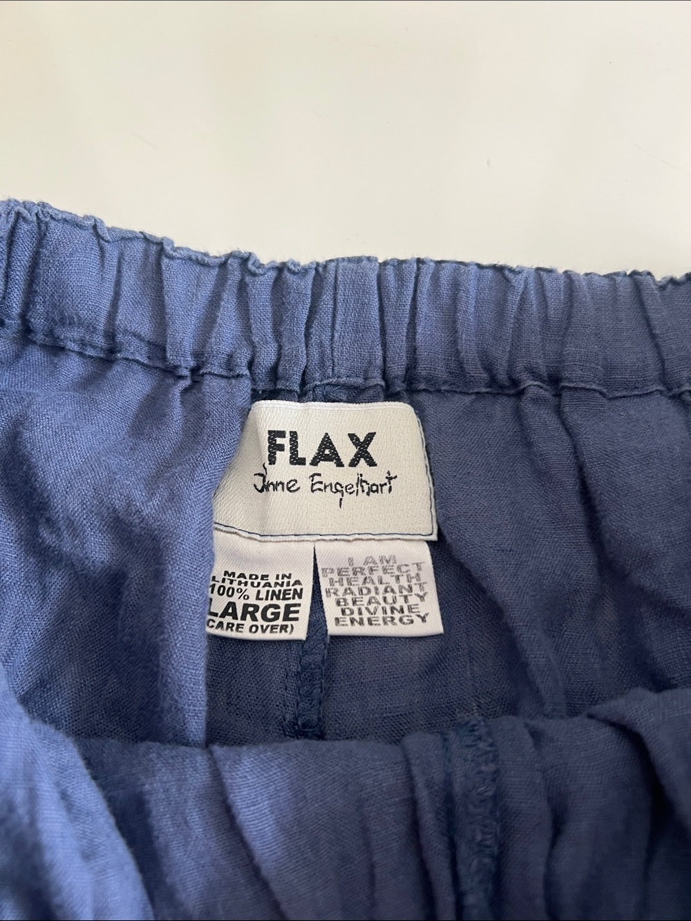 Flax Women's Elastic-Waist Blue Linen Shorts - Picture 3 of 6